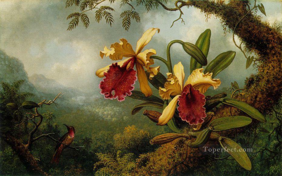 蘭とハチドリ ATC マーティン ジョンソン ヘッドの花柄油絵